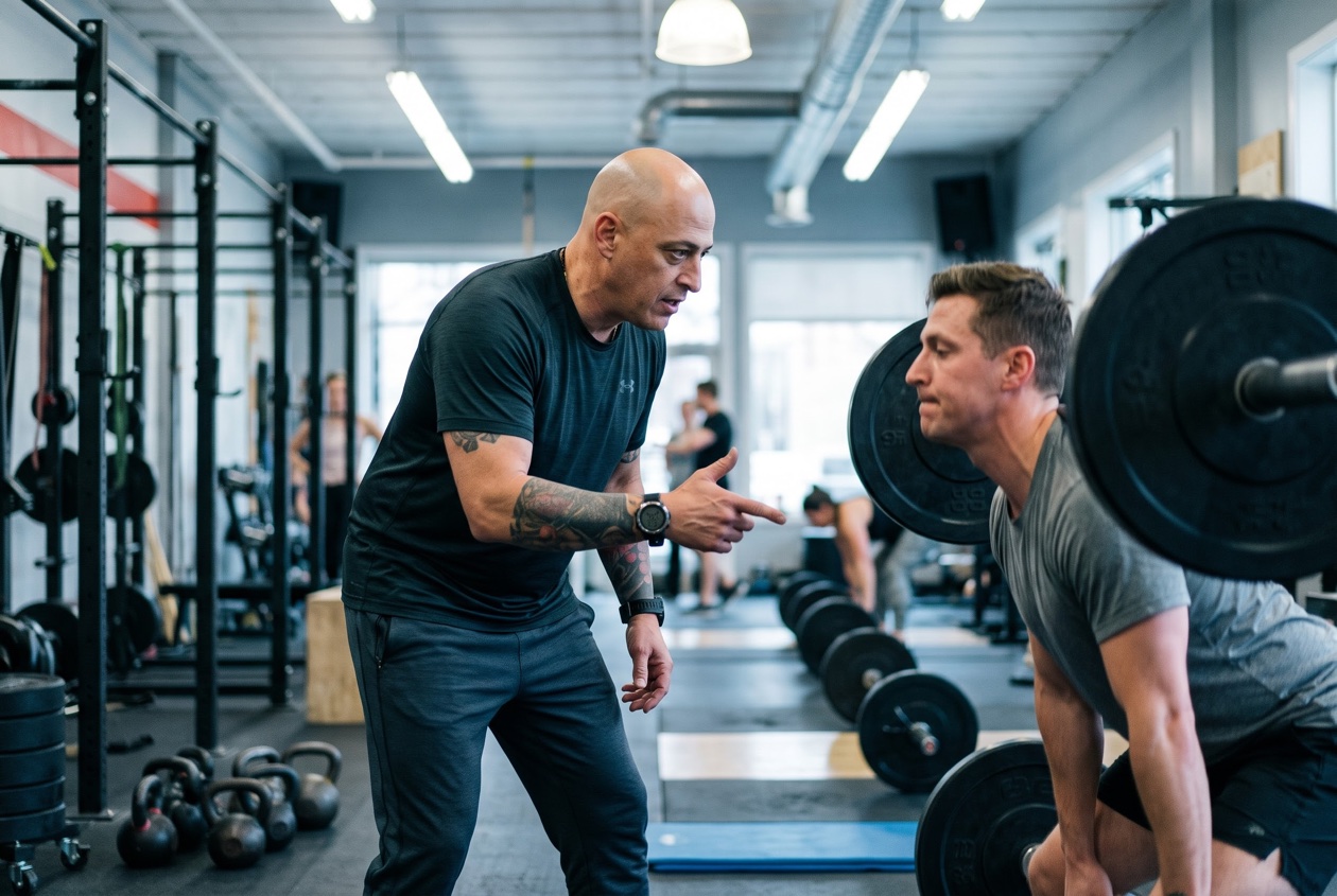 Ariel Legassa coaching an athlete on a deadlift
